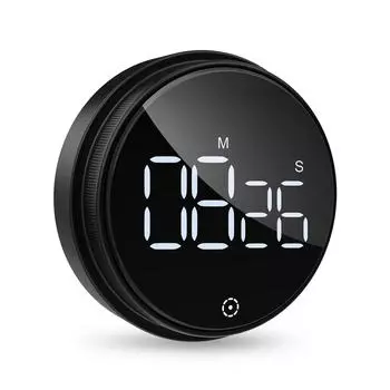 ORIA Magnetic Timer Countdown Stopwatch Manual Rotation Counter Work Sport Study Alarm Clock LED Digital Kitchen Cooking Timer чёрный