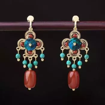 Original Design Red Slimming Female Earrings Ear clip is suitable for wearing without ear hole