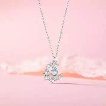 Original Design Temperament Heart Moon Necklace Jewelry Women s Niche Sweet Personality Girl Heart Stainless Steel Collarbone Chain