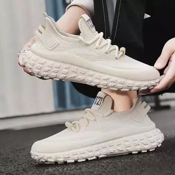 Original Design Tire Bottom Non-slip Grip New Men s Plus Size Cushioned Shock Absorbent Solid Color Breathable Fabric Sneakers 39