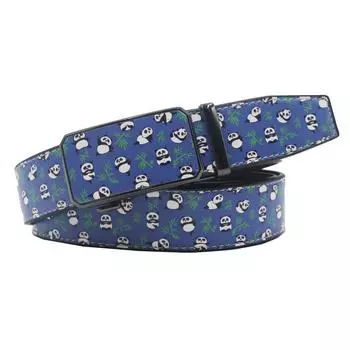 Original European And American Printing Graffiti Automatic Buckle Belt, Panda Eating Bamboo Printing, Automatic Buckle Belt 105cm