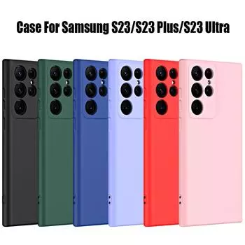 Original Liquid Silicone Case For Samsung Galaxy S23 Ultra S23 Plus S23FE 5G Camera Protector Shockproof Back Cover Fundas S23 чёрный