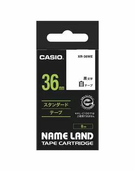 Оригинальная лента для принтера этикеток Casio Nameland 36 мм, черная на белом XR-36WE