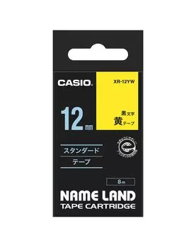 Оригинальная лента Casio Label Writer Nameland Tape 12 мм с черными буквами на желтом фоне XR-12YW