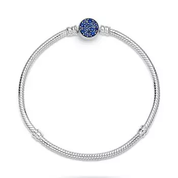 Оригинальная мода 925 стерлингового серебра Shine Blue Moments браслет змея кость цепи Шарм для женщин Diy роскошные ювелирные изделия мода 17cm