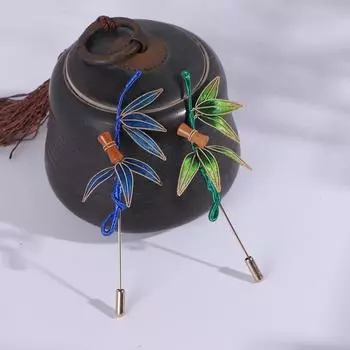 Оригинальная ручная работа, нематериальное культурное наследие, брошь в виде листа нити эдельвейса, антикварные аксессуары ханьфу, классическая шелковая брошь, ювелирные изделия темно-синий