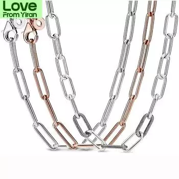 Оригинальное длинное звено Cable Me Link Snake Chain Pattern Circular Zanchie ожерелье для моды 925 стерлингового серебра бусины Шарм ювелирные изделия 60cm