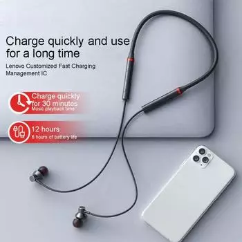Оригинальные Bluetooth наушники Lenovo HE05X, водонепроницаемые затычки для ушей, HIFI звук, магнитная гарнитура с шейным ремешком, спортивные наушники