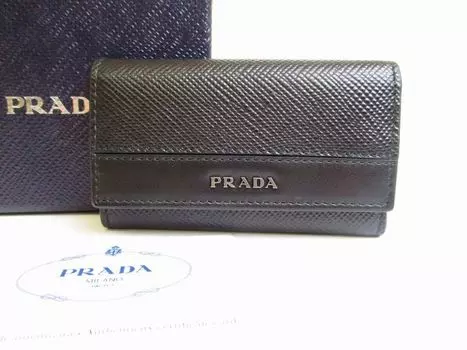 Оригинальные чехлы для ключей PRADA Black Leather 6 Pics #7275, восстановленные