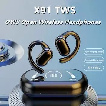 Оригинальные наушники-крючки X91 OWS Bluetooth 5.3 с низкой задержкой, игровая спортивная гарнитура HiFi, стереонаушники с шумоподавлением