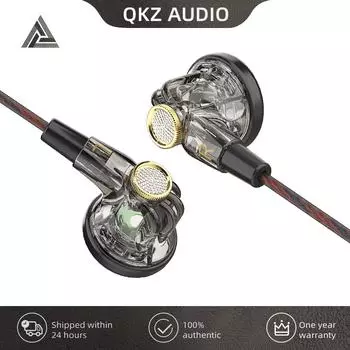 Оригинальные наушники QKZ MDR с плоской головкой, 16 мм, большая подвижная катушка, HIFI, басовые музыкальные проводные наушники, L-образный изгиб, 3,5 мм, AUX, модная гарнитура чёрный