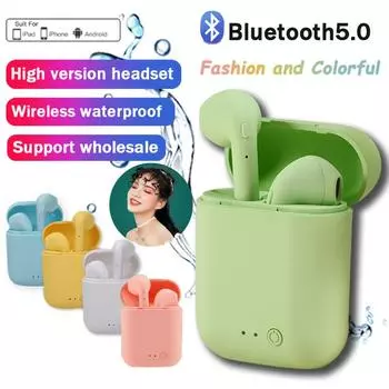 Оригинальные TWS I12 Macaron Беспроводная Bluetooth-гарнитура Матовые спортивные бинауральные наушники Беспроводные наушники Bluetooth розовый