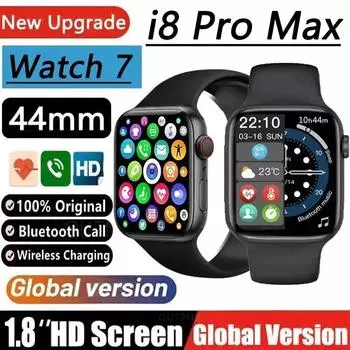 Оригинальные умные часы I8 Pro Max BT Call Sport Фитнес-трекер Смарт-часы с индивидуальным циферблатом для мужчин и женщин в подарок Iwo Watch 8 Series для Android IOS чёрный