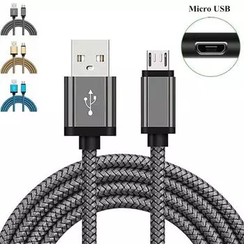 Оригинальный 2M кабель Micro USB для быстрой зарядки Samsung S6 S7 Edge Redmi Note 6 4X 5 Pro Honor 8X 10i Android Phone Data Cable Cable 0.25m