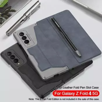 Оригинальный чехол Gkk для Samsung Galaxy Z Fold 4 5g, кожаный чехол с держателем для ручек, броня, задняя защита, жесткий чехол Only case