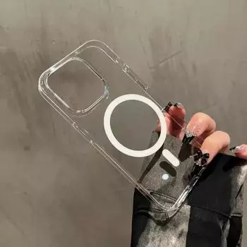 Оригинальный чехол Magsafe для iPhone 14 15 Plus 13 12 Pro Max кристально чистый жесткий ПК ультратонкий магнитный чехол с беспроводной зарядкой For iphone12