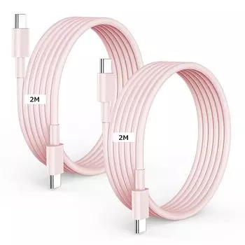 Оригинальный кабель USB C 2M+2M Совместимость с PD 60 Вт Быстрая зарядка Неспутывающийся кабель USB-C и передача данных Высокая прочность Предотвращение отключения Видео