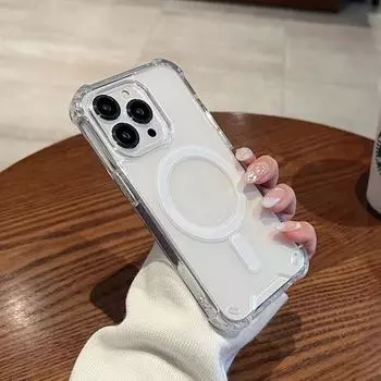 Оригинальный прозрачный чехол для iPhone 15 14 Plus 13 12 11 Pro Max для Magsafe, противоударный прозрачный чехол с магнитной беспроводной зарядкой For iphone15Pro