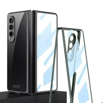 Оригинальный прозрачный чехол Hd для Samsung Galaxy Z Fold 4, пленка в виде ракушки, интегрированная гальваническая противоударная жесткая пластиковая крышка Galaxy Z Fold 4 чёрный