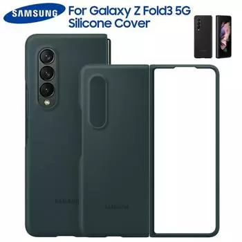 Оригинальный силиконовый чехол Samsung для Samsung Galaxy Z Fold3 5G Z Fold 3 5G шелковистый мягкий сенсорный силиконовый защитный чехол для телефона чёрный