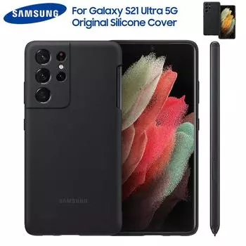 Оригинальный силиконовый чехол Samsung с S-Pen для Samsung Galaxy S21 Ultra 5G S21 Ultra, защитный чехол для телефона чёрный