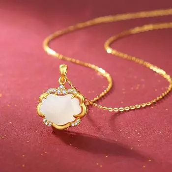 Оригинальный женский кулон ко Дню матери из стерлингового серебра S925 с инкрустацией из нефрита Хотан и белого нефрита Сянъюнь