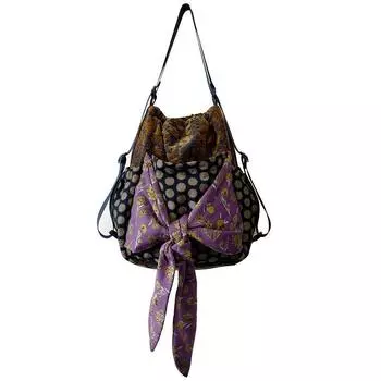 Original Retro Autumn and Winter Stitching Hand-Carrying Backpack Grape purple