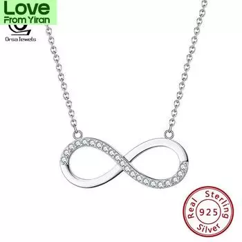 Orsa Jewels подлинное ожерелье с подвеской «Бесконечность» 925 пробы с прозрачным цирконием Aaaa, модное ожерелье с подвеской на каждый день, подарок на вечеринку, ювелирные изделия Sn192