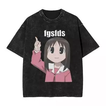 Осака Аутистичный Fgsfds Выстиранные Футболки Харадзюку Аниме Azumanga Daioh Футболка Винтажная Свободная Хлопковая Одежда Подарок S