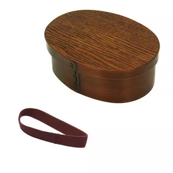 Osaka Choseido Magewappa Bento Box Oval 1 Tier с разделителями Lunch Band с бонусом Large 600cc Brown Band в комплекте