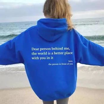 Осень и зима Y2k пуловер с капюшоном для женщин с принтом в виде буквы Dear Person Behind Me Hoodie Oversize Aesthetic Hoody Sweatshirt Tops Lady S