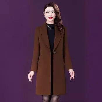 Осень-зима корейские шерстяные пальто офисные женские пальто кашемировая женская одежда 4XL чёрный