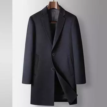 Осенне-зимнее пальто-тренч из шелка и шерсти Mulberry для людей среднего возраста и молодежи, легкая, роскошная, деловая, официальная, теплая шерстяная куртка 170 чёрный