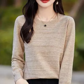 Осенне-зимний женский пуловер Andy Fleece Round Neck Bottoming Slim Knitwear S белый