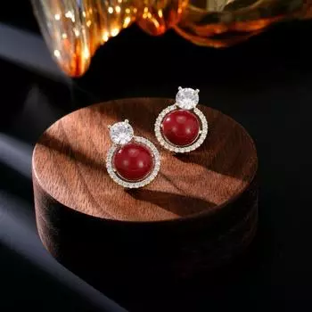 Осенние и зимние серьги-гвоздики с красным оттенком, супер фея, милый темперамент, нишевый дизайн, модный темперамент, серебряные серьги-гвоздики 925 пробы золотой