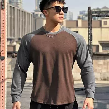 Осенний пуловер Muscle Fitness Brothers: Двухсторонняя немецкая бархатная рубашка с длинным рукавом для бега (Европейский размер) XL