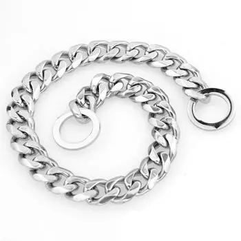 Ошейник для собак Cuban Link, 15 мм, цепной ошейник для собак, прогулочная цепь, нержавеющая сталь 316L, прочный скользящий ошейник для маленьких, средних и больших собак 14inch (35cm) -15MM