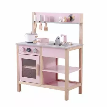 OSJ Play House Kitchen Деревянная кухня с кухонными принадлежностями Ингредиенты Плита Мини-кухня Игрушечная кухня День рождения Приправы Ингредиенты Развивающие игрушки