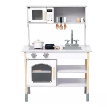 OSJ Play Kitchen Play Kitchen Деревянный игровой набор для дня рождения Кухня Развивающие игрушки для детей Детская копировальная плита Мини-кухня Игрушечная кухня для детей белый