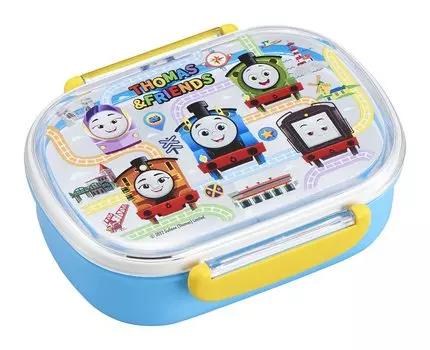 OSK Bento Box Коробка для завтрака с паровозиком Томасом и сердцевиной 360 мл Сделано в Японии Можно мыть в посудомоечной машине В комплект входит прокладка замка Стильный, крутой, унисекс синий