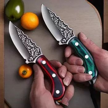 Острый нож для фруктов, нож EDC с ножнами, фиксированное лезвие, нож для разделки мяса, кухонные принадлежности