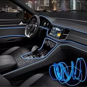 Освещение салона автомобиля 1 м/2 м/3 м/5 м полосы авто светодиодная лента гирлянда EL трос украшение автомобиля неоновая светодиодная лампа гибкая веревка трубка 5m синий