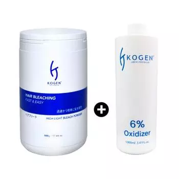 Осветлитель Kogen Highlight Breach Powder 500 мл + окислитель Kogen 6% 1000 мл, 1 шт.