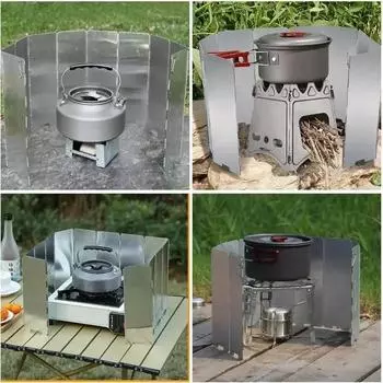 Открытый 10Plates складной ветрозащитный экран Кемпинговые печи Ветрозащитный складной газовый плиты Ветрозащитные дефлекторы Печь Ветрозащитный экран Инструмент