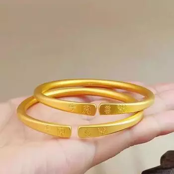 Открытый браслет древнего закона, женское простое кольцо, матовый браслет песочного, золотого и золотого цвета Adjustable size
