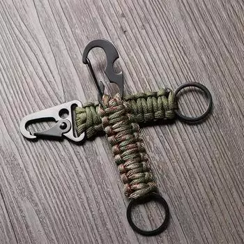 Открытый брелок для кемпинга, карабин, военный шнур из паракорда, веревка, набор для выживания в кемпинге, аварийный узел, инструменты для открывания бутылок чёрный