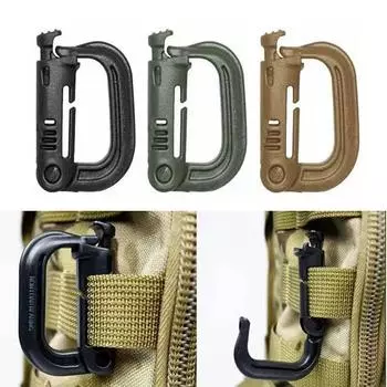 Открытый карабин GRIMLOC Molle D, стопорное кольцо, пластиковый зажим, кольцевая пряжка, карабин, брелок, застежка ITW, пряжка для сумки