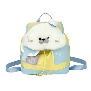 Otter Style Forest Puppy Puppet Cartoon Backpack Student Bag With Drawstring Otter Plush