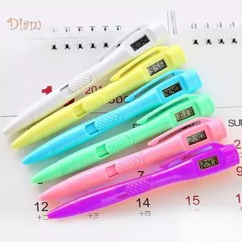 Ougeya Digital Watch Pen Легкий дизайн с зажимом Пластиковая электронная ручка для цифровых часов для письма белый