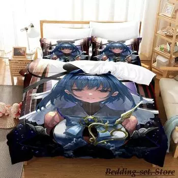 Ouro Kronii Bedding Set Single Twin Full Queen King Size Bed Set Adult Kid Bedroom Duvetcover Sets Anime parure de lit Bed 70x133cm 2pcs